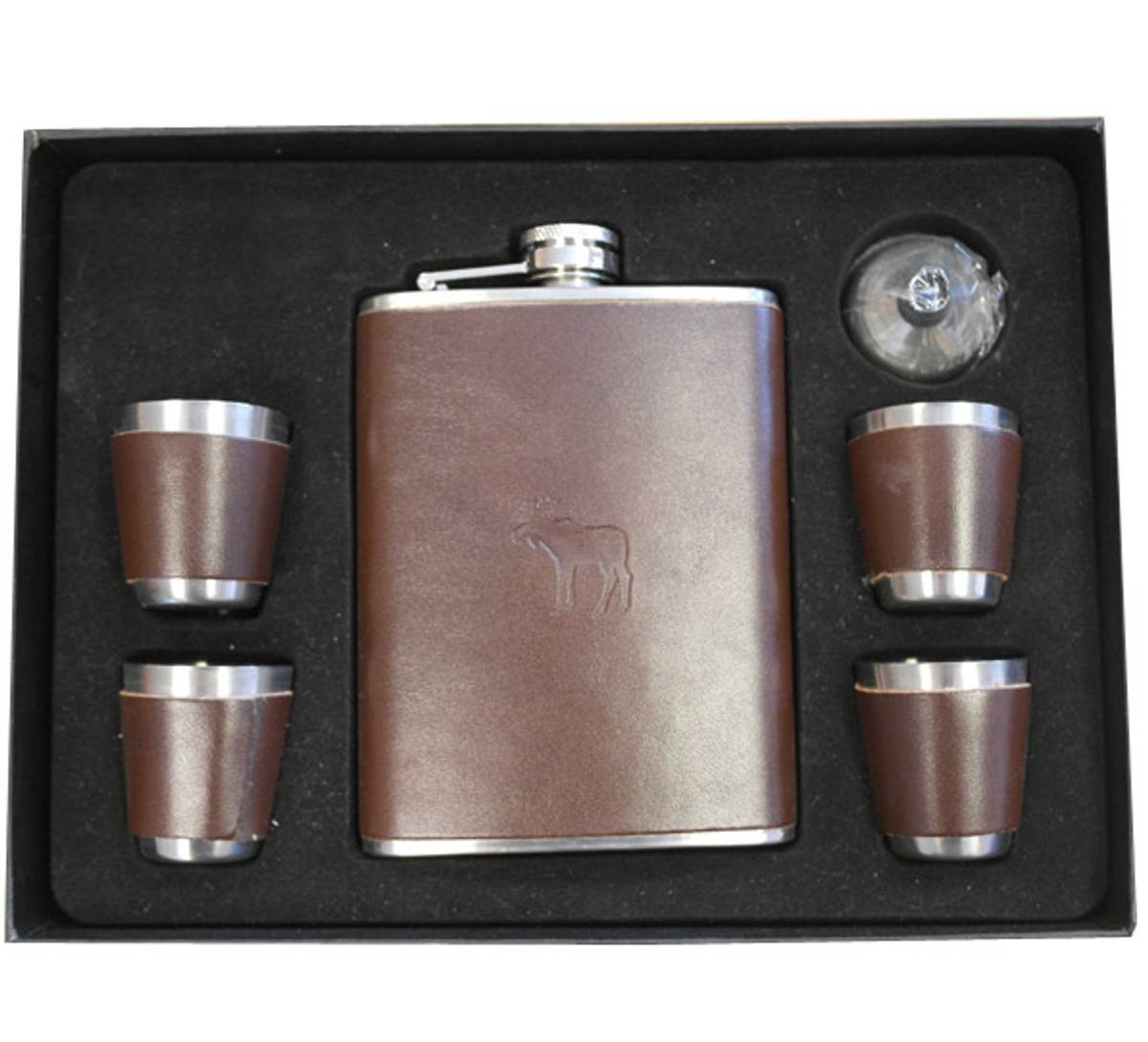 Set of Hip flask and 4 shot glasses