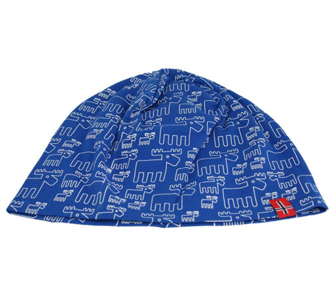 Main Image Hat with moose design, flag, blue/white