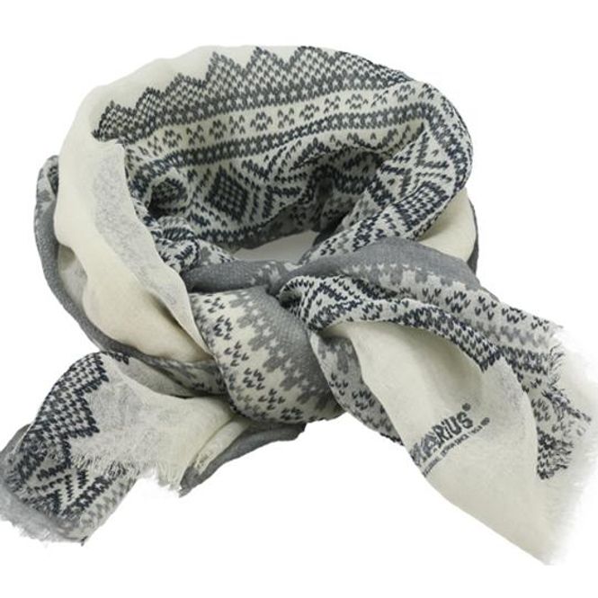 Main Image Wool scarf, MARIUS® pattern, white/blue/grey
