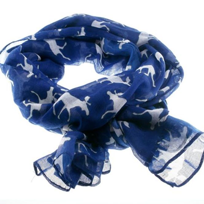 Main Image Scarf with moose silhouettes Blue/white