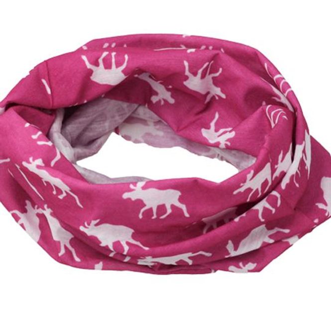 Main Image Neck gaiter with moose silhouettes pink/white