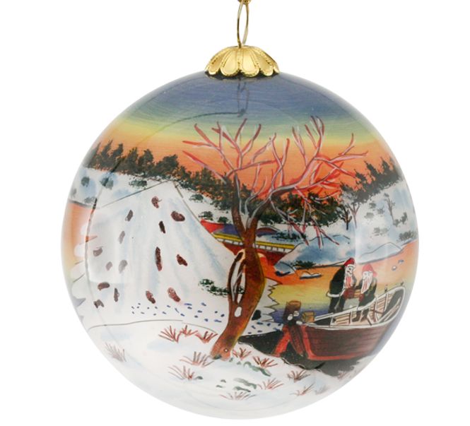 Main Image Glass bauble, Santas in a boat
