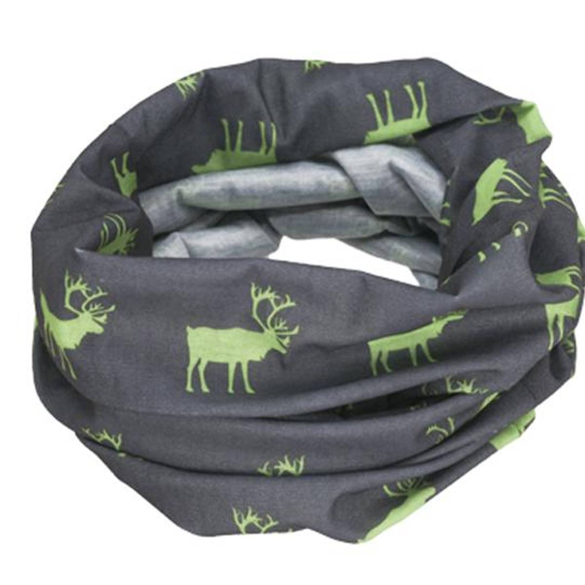 Neck gaiter with reindeer silhouettes grey/green