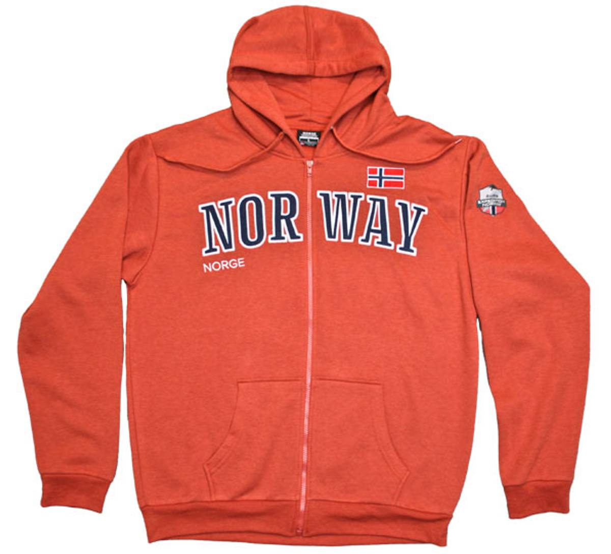 Hoodie with zip, Norway, orange