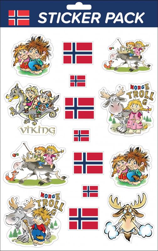 Stickers, troll, moose, viking and flag
