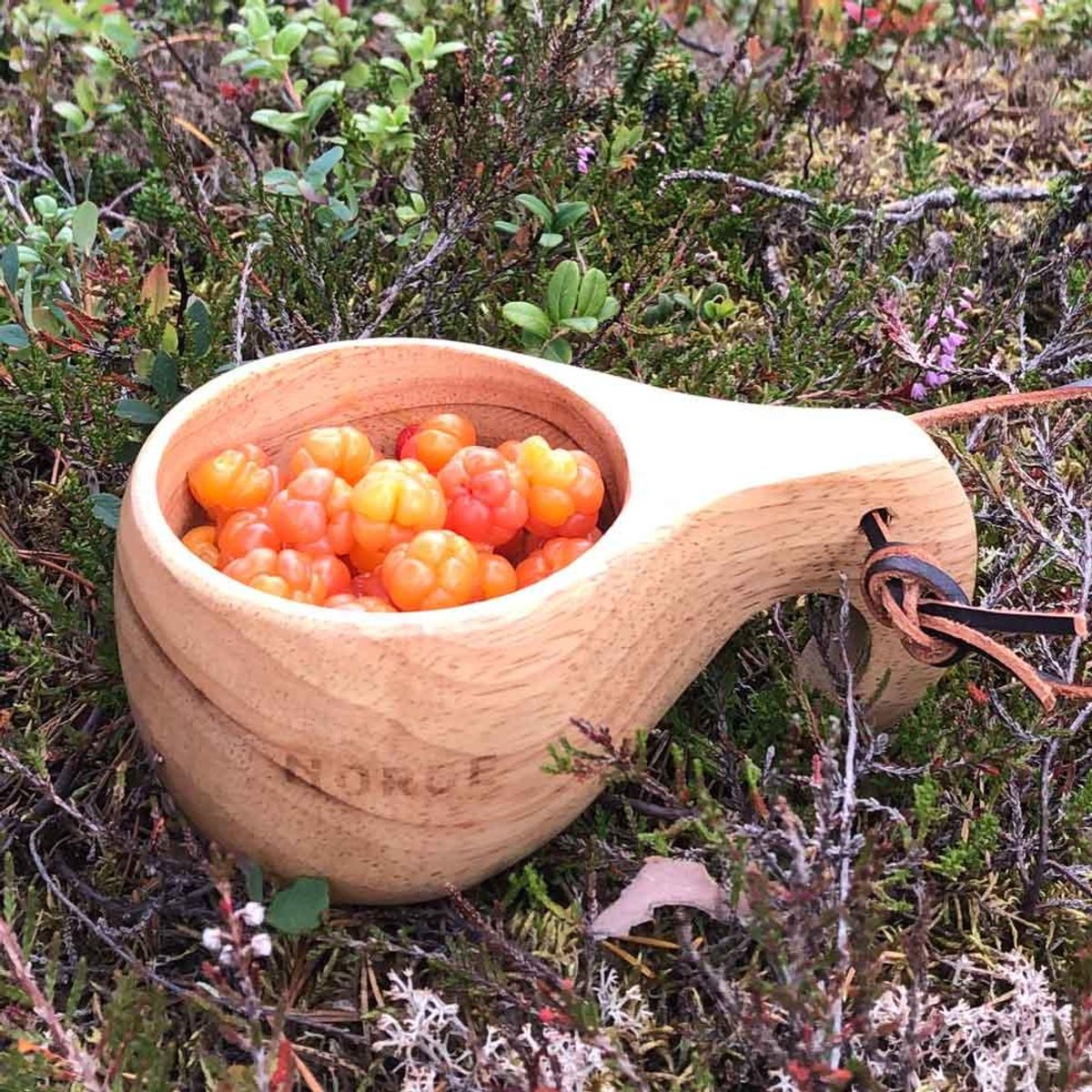 Hiking cup with leather strap, Norge og flag