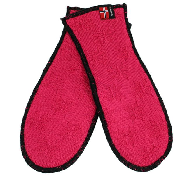 Main Image Knitted mittens with purl stitch rose pink/black
