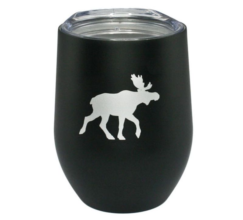 Thermo mug, black with silver moose