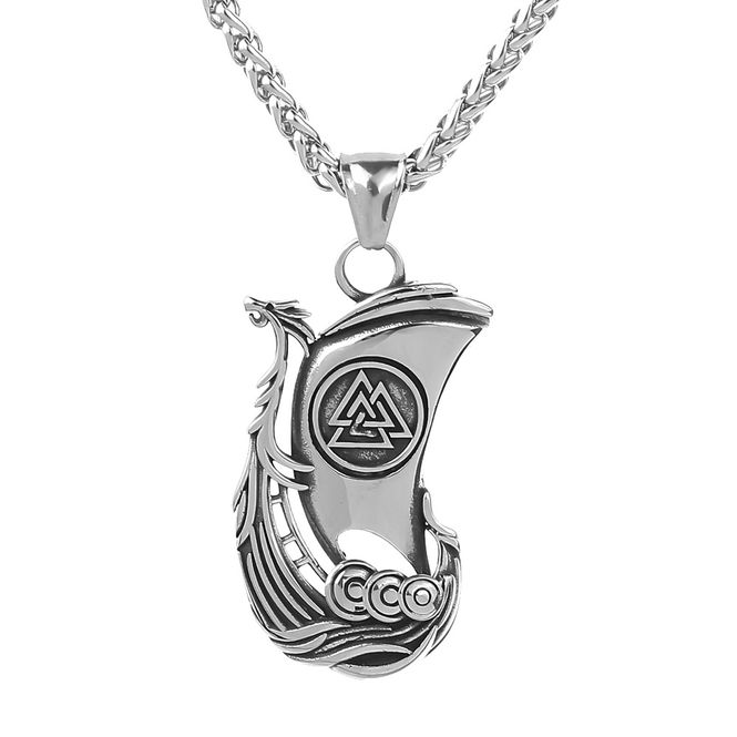 Main Image Viking necklace, Viking ship & Valknut