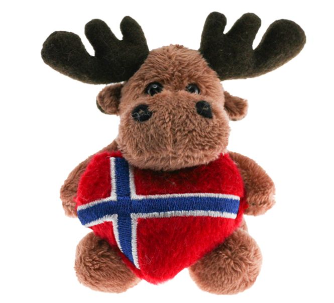 Main Image Plush magnet, moose with flag heart