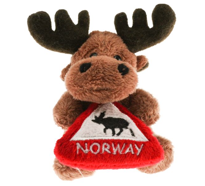 Main Image Plush magnet, moose with moose road sign