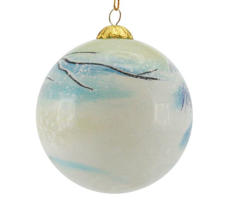 Glass bauble, Santa with deer