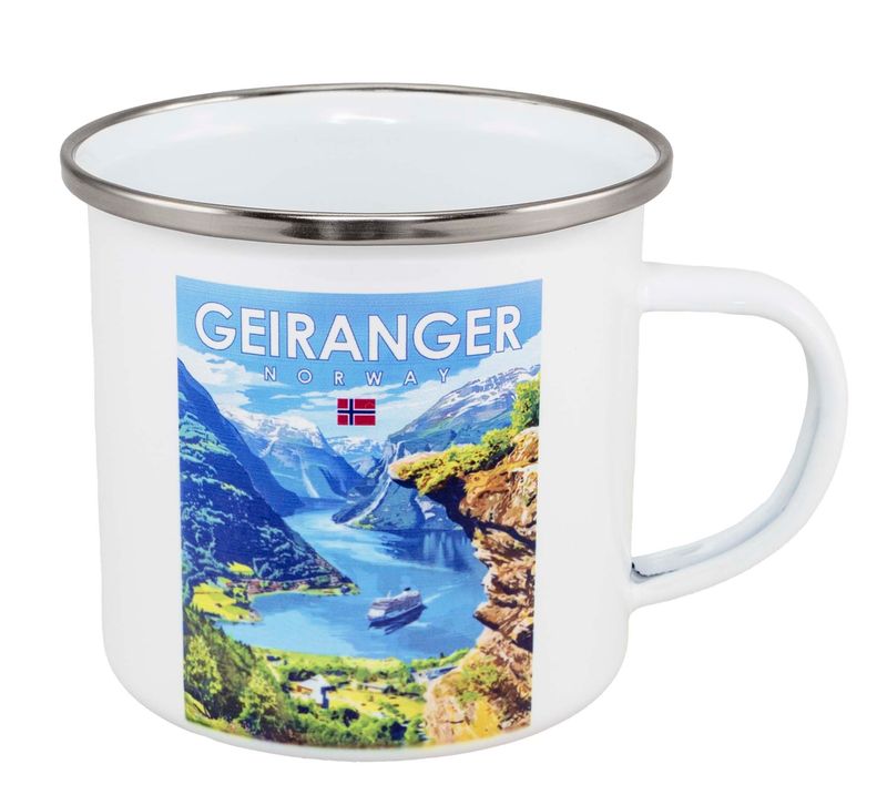 Enamel mug, Geiranger, retro