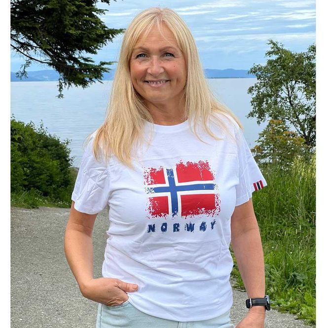 Main Image T-shirt, Norway and flag, white