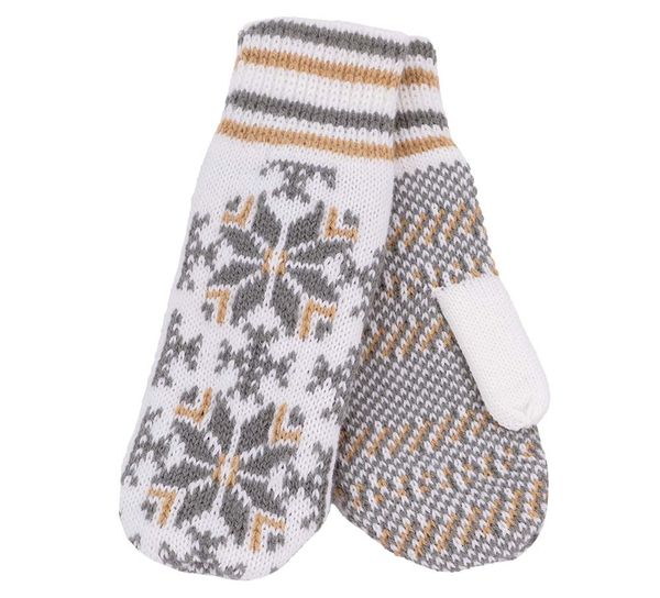 Main Image Knitted mittens star pattern, white/grey/beig