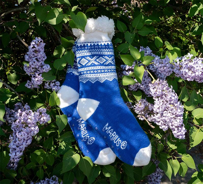 Snuggle socks, MARIUS® pattern, ocean blue/white