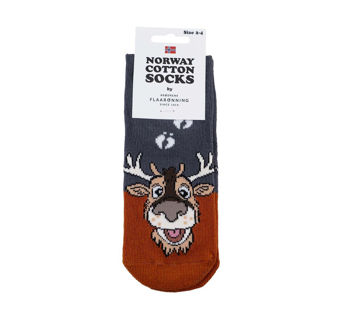 Children's socks with tracks, Reindeer, grey