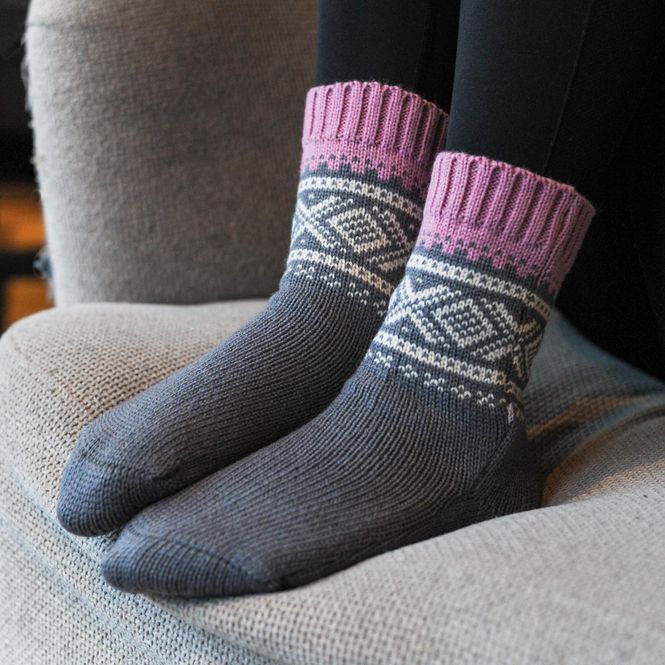 Main Image Woollen socks, MARIUS® pattern, grey/white/pink