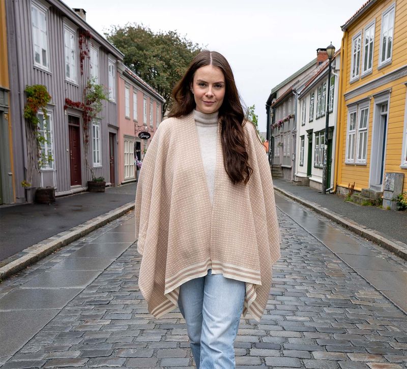 Poncho, Islender, sand/white