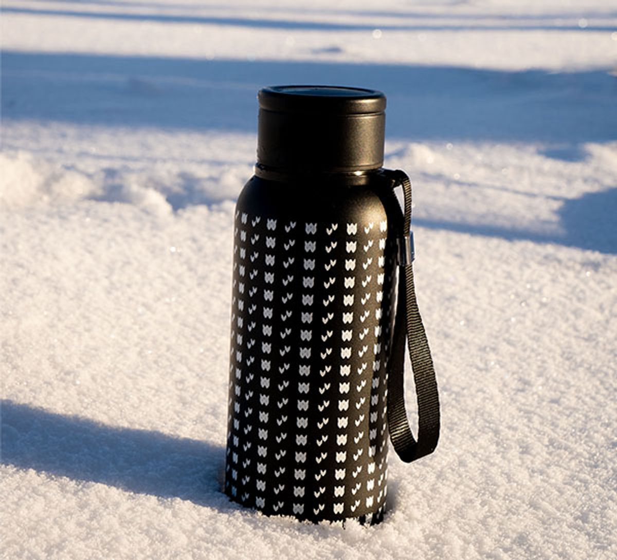 Vacuum flask, Islender pattern, black/white