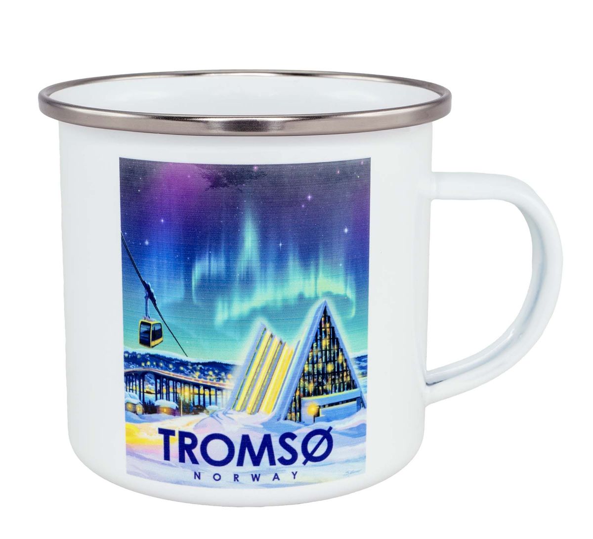 Enamel mug, Tromsø, retro