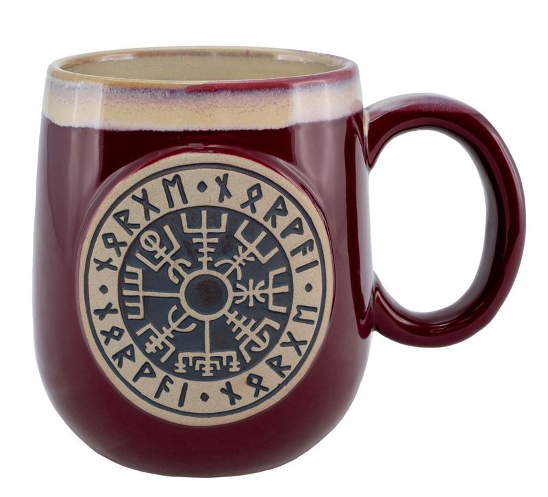 Ceramic mug with Wayfinder, red