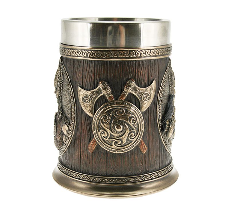 Viking mug with vikings and axes
