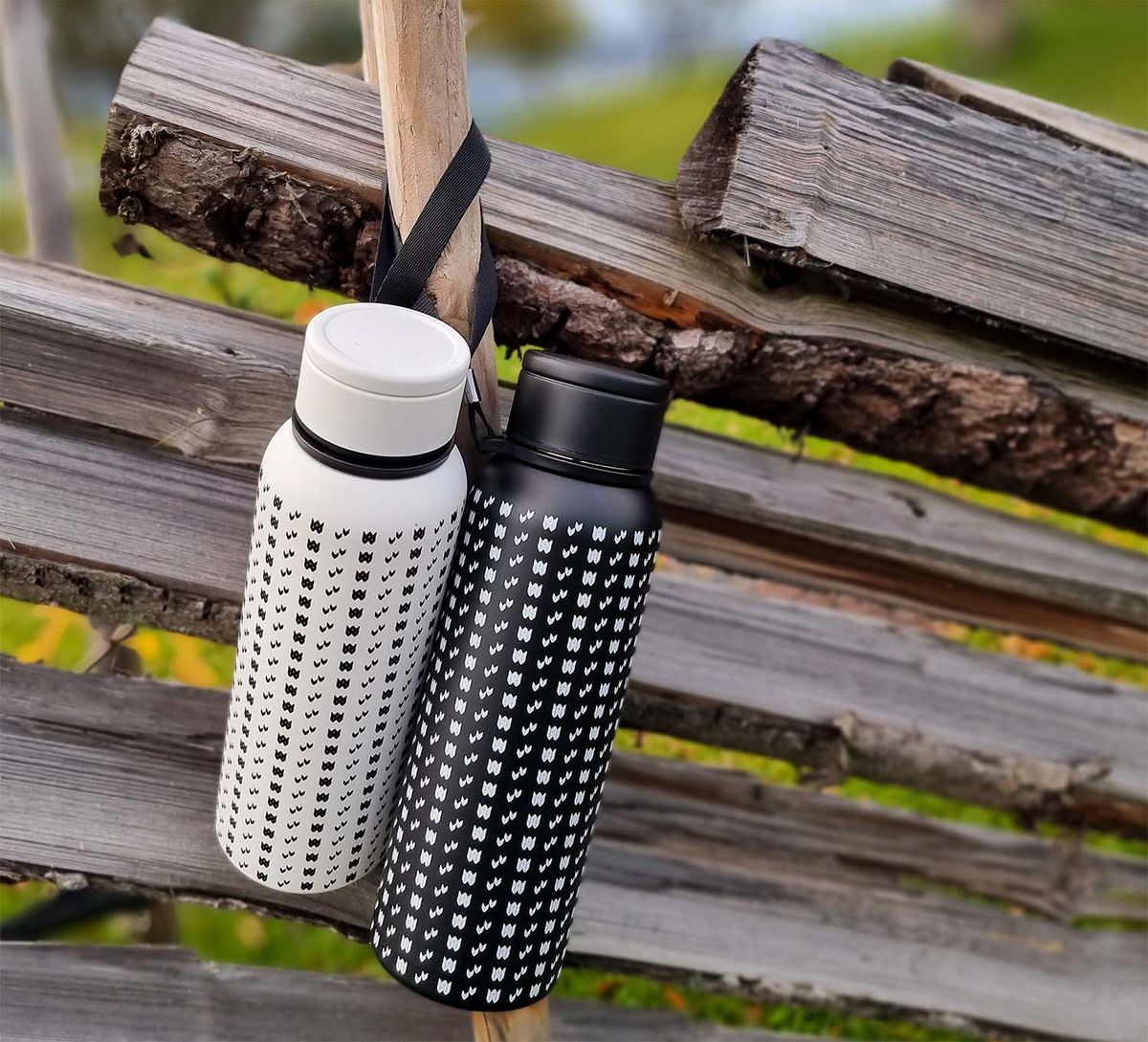 Vacuum flask, Islender pattern, black/white