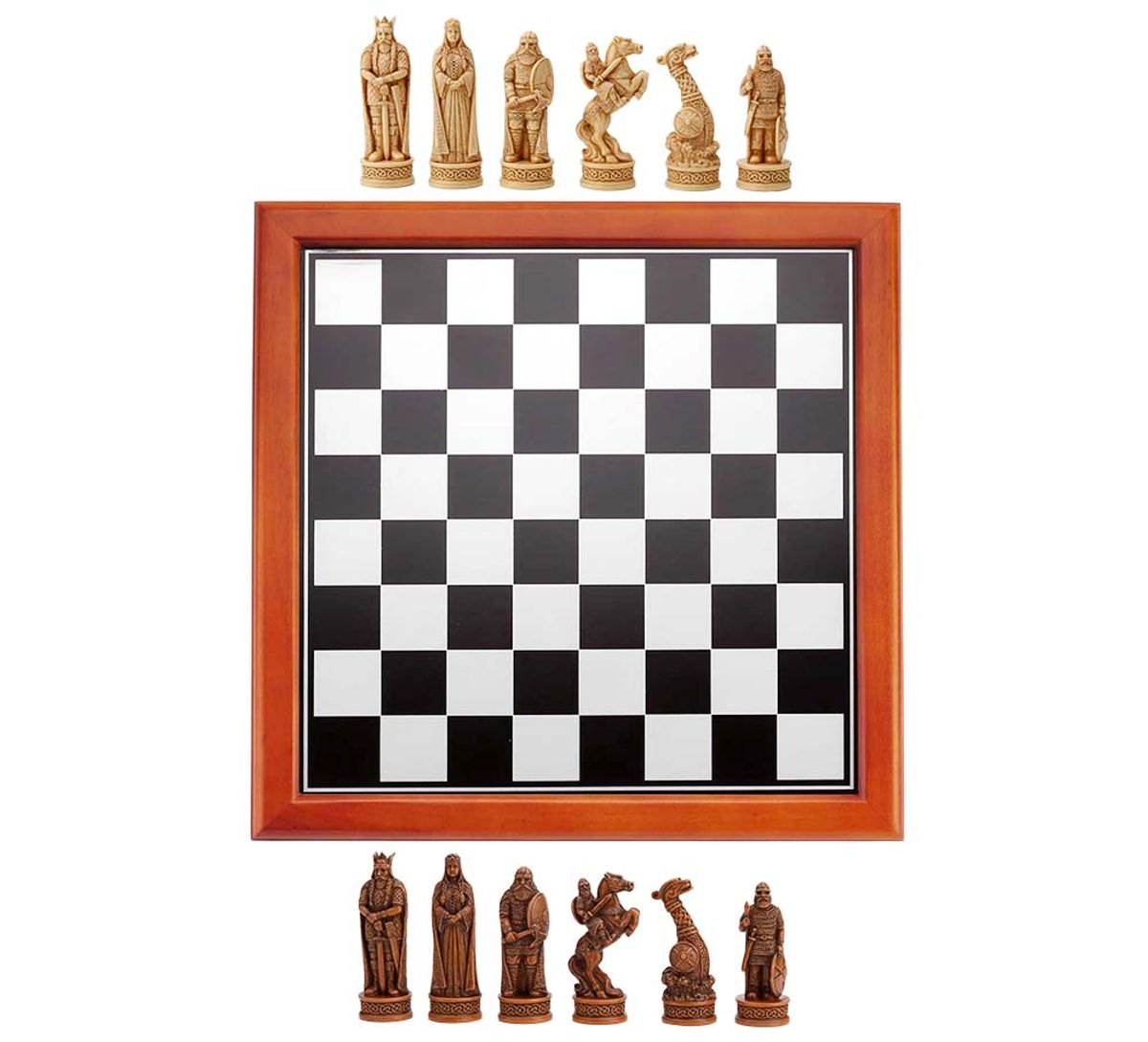 Chessboard with viking figurines