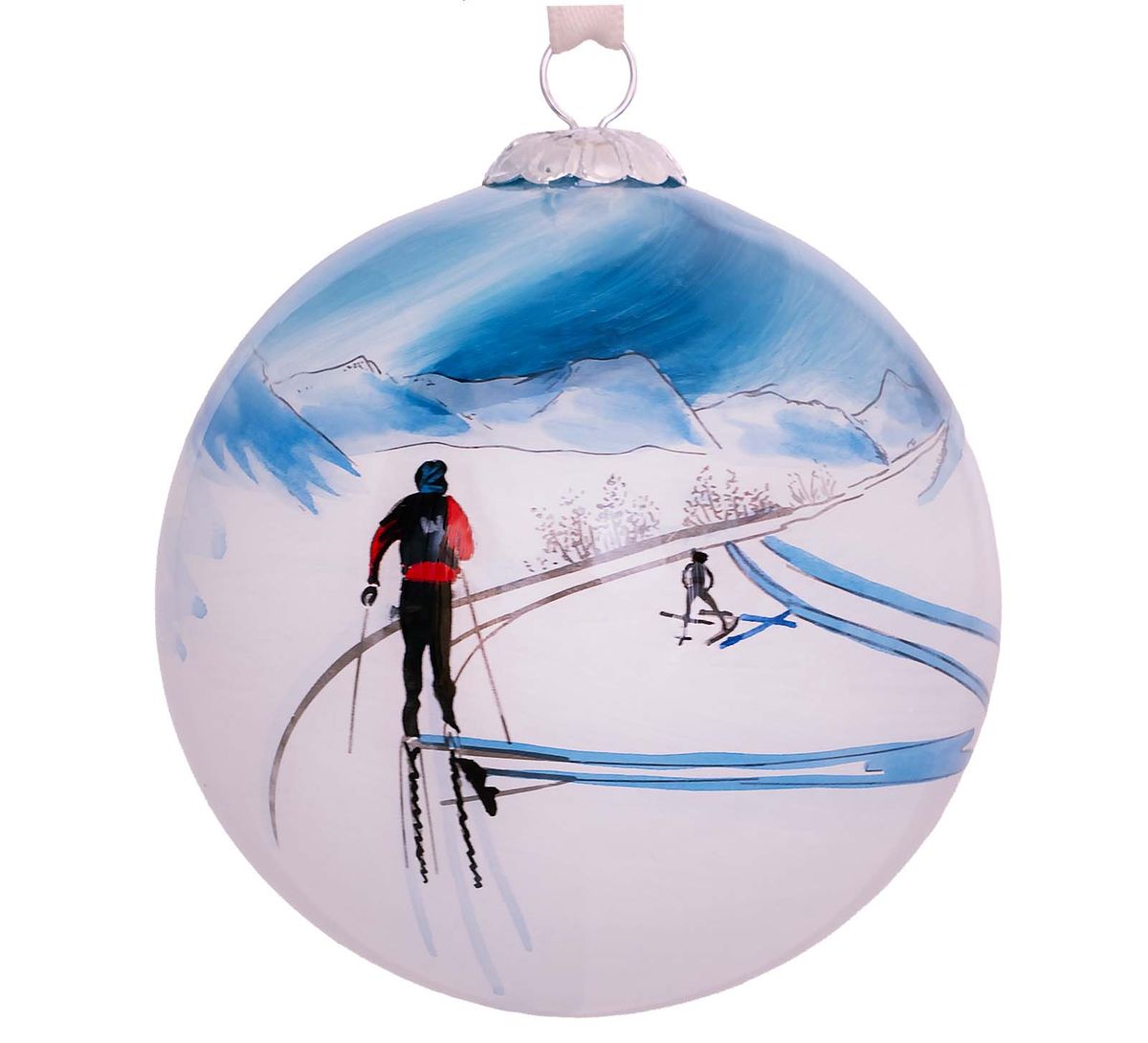 Hand painted glass bauble, Towards, the Mountain is calling
